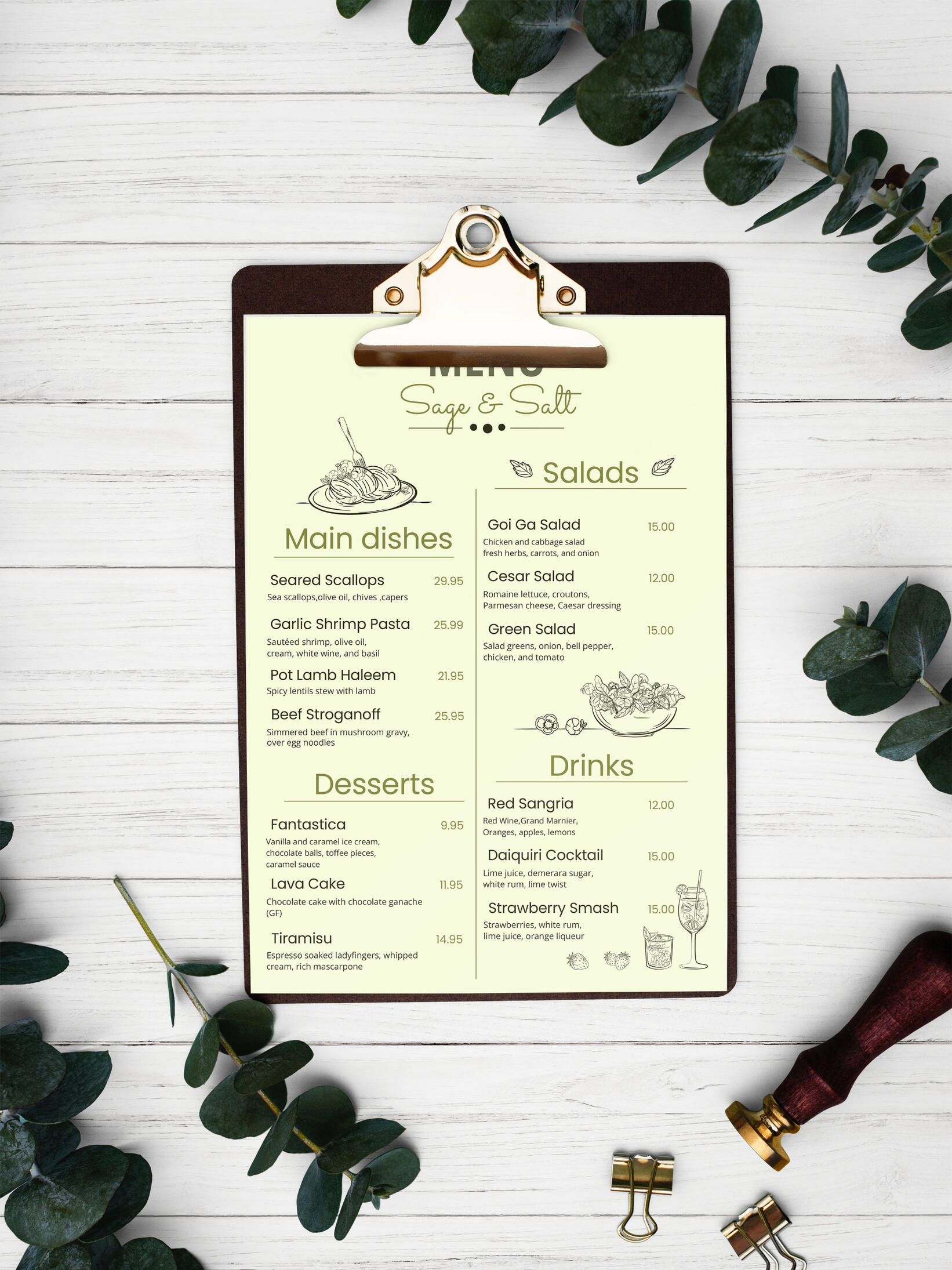Sage & Salt Menu